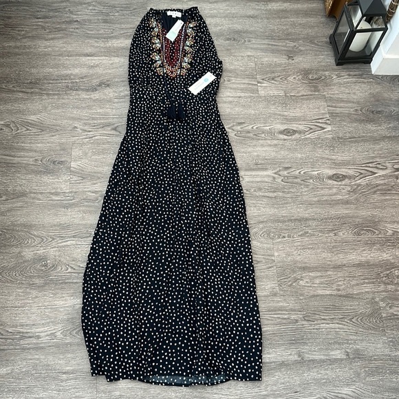 THML Dresses & Skirts - NWT THML Embroidered Paint Dot Maxi Dress